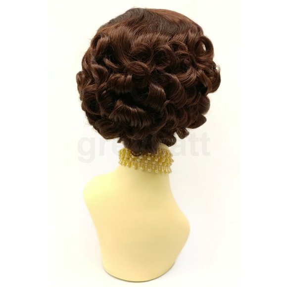 Chestnut 50s retro vintage style curly wavy wig - Picture 3 of 6